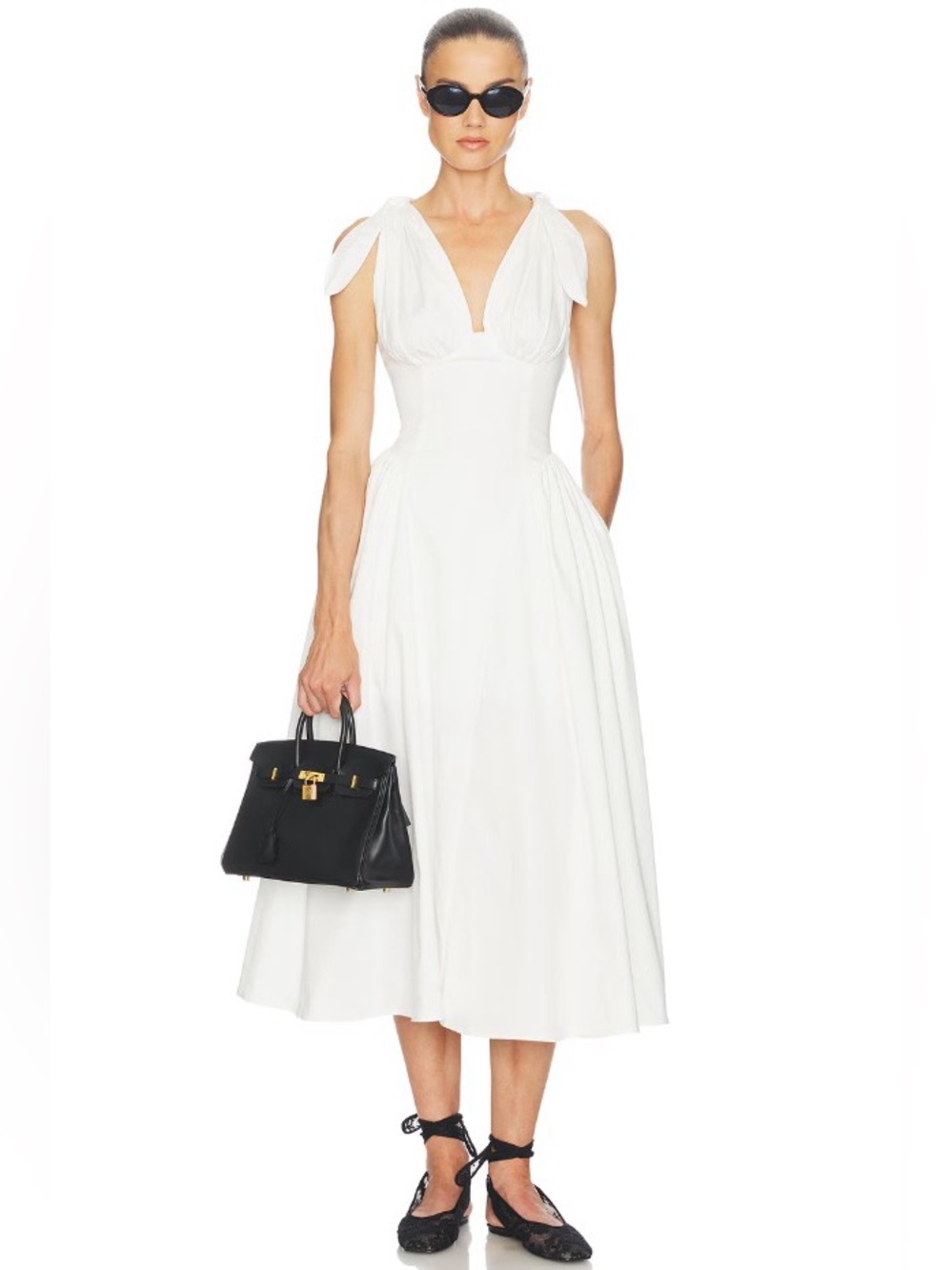 Helsa FairWeather White Back Criss-Cross Midi Dress NWOT
